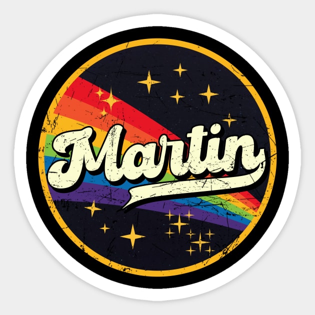 Martin // Rainbow In Space Vintage Grunge-Style Sticker by LMW Art